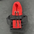 Car gear shift hoodie cover in black and red contrast knit fabric style - Black & Red Patchwork with Eyelets
