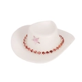 White doll cowboy hat with pink stars and sparkling red rhinestone trim accessories - White Cowboy Hat With Red Rhinestone Chain