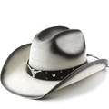 Witte vintage western cowboy strohoed met stierkop gesp en zilveren klinknagels - M (56-58cm) / Wit Zwart Gespoten