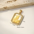 Gold rectangular Virgin Mary shell pendant necklace with white zircon border inlay - Octagonal Rectangular Sun God (Yellow Carved Shell)