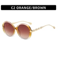 Gafas de sol redondas con lentes degradadas naranja-marrón y patillas de metal dorado - Montura Degradado Amarillo Lentes Té