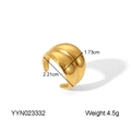 Detailed view of 4.5g golden striped open ring with wave structure and dimensions - Double Layer Arc Style (YYR023332)
