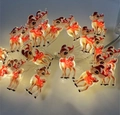Christmas reindeer LED string lights with warm yellow glow and festive red scarves - 1m 10-LED (2AA Battery Model) / Christmas Deer