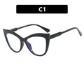 Cat eye blue light blocking glasses with stylish glossy black frames for women - Bright Black