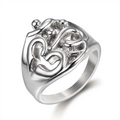Anello moderno in argento con simbolo Om e design artistico in acciaio inossidabile - US 7 / Color Acciaio