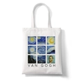 White canvas tote bag featuring Van Gogh artwork collage with black logo lettering - Art Collection (STD1868-R)