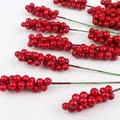 Artificial red holly berry stems for festive home decor and holiday floral arrangements - Red Half-size Foam Berries