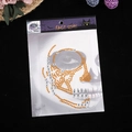 Skull face gems sticker with orange and silver rhinestones for Halloween party makeup - Yellow Teardrop