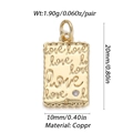 Gold-plated copper sun rectangular pendant with love engraving and dimensions 20x10mm - Gold Rectangular Love Engraved Pendant
