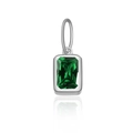 Elegant s925 silver necklace pendant featuring a rectangular emerald-cut green zircon stone - Platinum-May