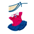 Pink and blue doll dress set with a beige sun hat for 18-inch American girl dolls - Rose Red Tennis Skirt 2-Piece Set