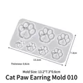 Translucent silicone cat paw mold for DIY resin earrings with various size cavities - Cat Claw Earring Mold 010