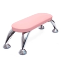 Pink manicure hand rest stand with silver metal legs for professional nail salon comfort - Dreamy Pink (Piglet Curved Legs)