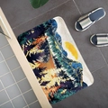 Artistic mountain oil painting absorbent flannel floor mat with non-slip backing - Style 5