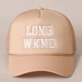 Καπέλο trucker σε χρώμα βερίκοκο με κέντημα LONG WKND και διακοσμητικό σχοινί - Χακί