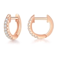 Elegant rose gold hoop earrings with micro-paved cubic zirconia in a minimalist style - Single Row Zirconia Hoop Rose Gold - Pair
