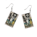 Vintage acrylic tarot earrings featuring the Death XIII card design on white background - Death-C99