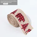 Cinta navideña de yute con oso de cuadros rojos, decoración festiva de 6,3 cm de ancho - Oso y Árbol / 2 Metros