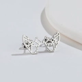 Pendientes de ardilla origami en acero inoxidable pulido color plata minimalista - Color Acero