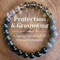 Naturstein-Armband mit Labradorit und Obsidian für Schutz und Erdung im Boho-Stil - Labradorit Obsidian Schutz Erdung