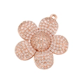Sparkling rose gold sunflower pendant encrusted with pavé crystals and circular bail - Rose Gold