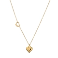 Elegant gold titanium steel necklace featuring hollow and 3D solid heart pendants - Hollow and Solid Heart / Gold