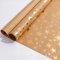 Brown kraft paper roll with metallic gold star pattern for Christmas gift wrapping - Bronzing Stars