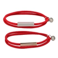 Braccialetti magnetici intrecciati rossi con ciondoli rettangolari in oro e argento - Coppia Rossa