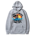 Gray oversized hoodie featuring Gulf of Mexico vintage sunset graphic print, size M - Light Gray
