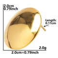 Golden round 304 stainless steel stud earrings with high-polish mirror finish, 20mm size - Half Sphere Dome (D80) / Gold