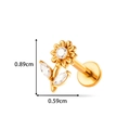 Gold flower labret stud with cubic zirconia stones and 0.89cm size measurement - Golden Sunflower Flower Style (2614-8# Gold)