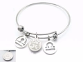 Silver stainless steel Libra zodiac charm bracelet with adjustable band and engraved pendants - Silver Libra (KB88077-Z)