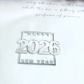 Silver mirror acrylic 2026 Happy New Year cake topper with square frame and hollow design - Silver 2026 Happy New Year / 1.3mm / Silver