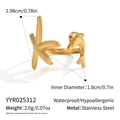 Gold stainless steel ocean ring featuring starfish and dolphin wrap design for women - Starfish Dolphin Style (YYR025312)