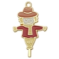 Autumn scarecrow pendant with colorful enamel finish and golden metal keychain charm - 35x22mm Scarecrow (20295)