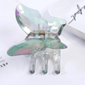 Iridescent butterfly hair claw clip with metallic spring for elegant hairstyling - Glossy Holographic Grey