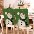 Set of 2 festive green snowman Christmas chair covers for holiday dining room decor - YT03-7 (Green Snowman)