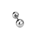 Single silver titanium steel barbell piercing with dual polished round spheres - 0.8mm Gauge x 8mm Length x 5mm Ball