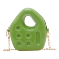 Vibrant green jelly mini bag with unique cutout handle and golden chain strap - Green