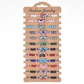 Set of 12 braided butterfly charm bracelets in various crystal bead colors for women - Butterfly Braided Style-B2164--A / 12Pcs/Set