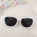 Retro children's white square sunglasses with dark lenses for sun protection - White