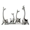 Familia de cuatro jirafas plateadas galvanizadas para decoración del hogar - Juego Familia de Cuatro / Plata Galvanizada