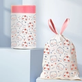 Bolsas de basura beige con cordón y un bonito estampado de osos y fresas - Oso Feliz Engrosado (Cordón) / 1 Rollo Grande (100 Unidades)