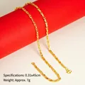 Textured gold-plated hollow chain necklace measuring 0.31x45cm and weighing 7g - Double-sided Fish Chain