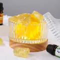 Citrine crystal stone aromatherapy diffuser lamp with glass jar and wooden base - Citrine Set