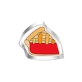 Macro shot of stainless steel pie-slice cookie cutter with colorful cartoon crust detail - Pie Slice 7339