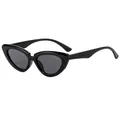 Chic black cat eye sunglasses for women with dark grey lenses and retro silhouette - Black Frame Grey Lens