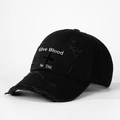 Gorra de béisbol negra desgastada con bordado Give Blood y detalle de cruz decorativa - Talla única / Negro