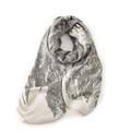 Écharpe élégante gris-beige style cachemire avec motifs abstraits et pompons - Gris clair