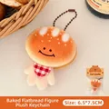 Cartoon biscuit plush pendant with red checkered scarf and metal chain, size 6.5x7.5cm - Charm / 2# Baked Cake Man Doll